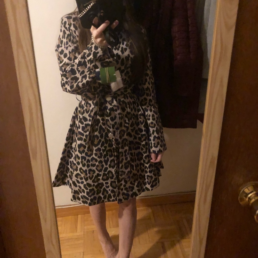 NWT kate spade new york Leopard Belted Trench Coat